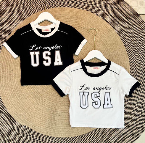 Basic Print Crop T-Shirts